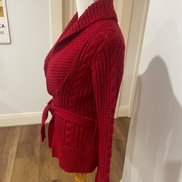 Arden B Size XS S Red Belted Cardigan Sweater - Picture 5 of 7
